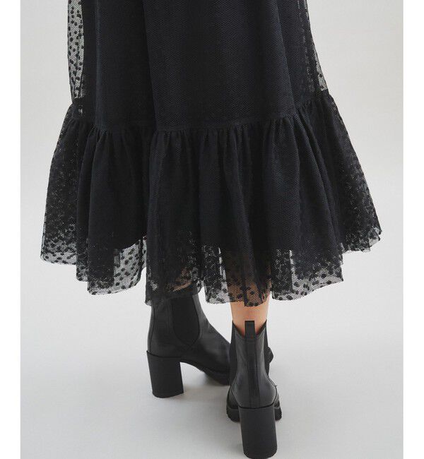  「チュールスカートニットワンピース」|ワンピース|