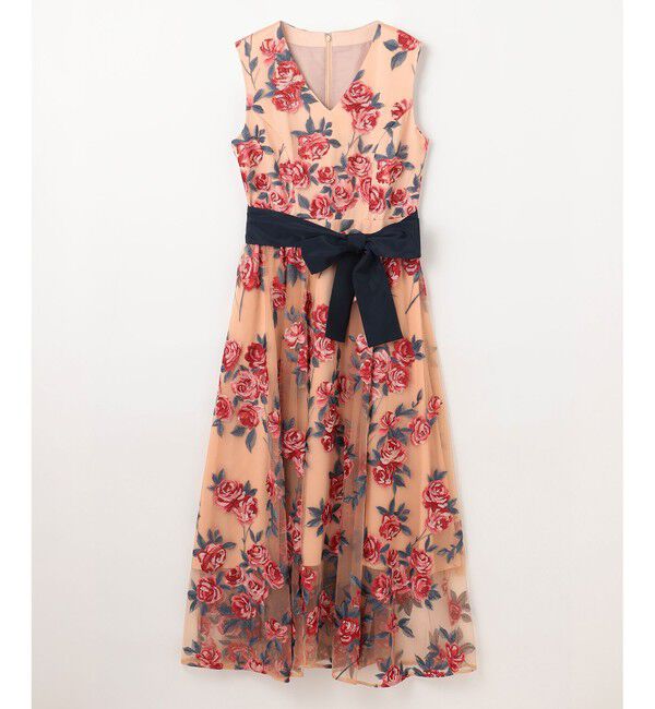 GRACE CONTINENTAL「ローズ刺繍フレアドレス」|ドレス|