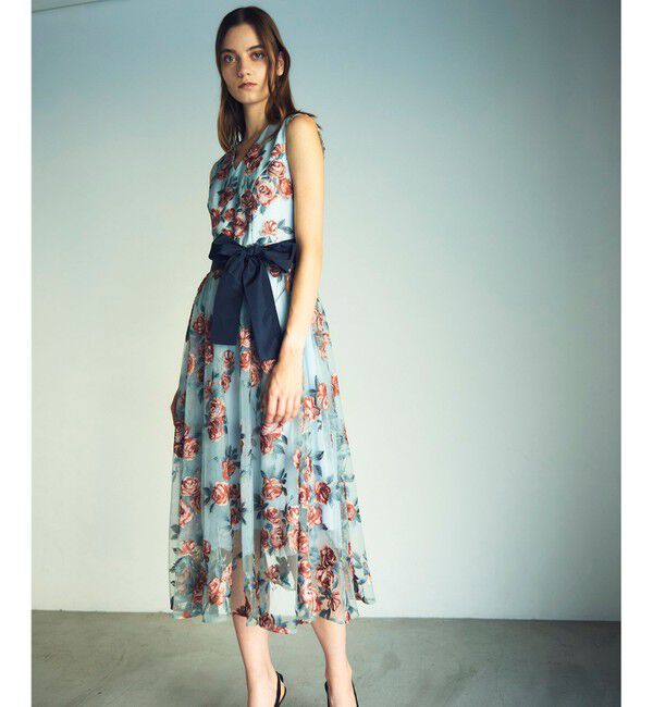 GRACE CONTINENTAL「ローズ刺繍フレアドレス」|ドレス|