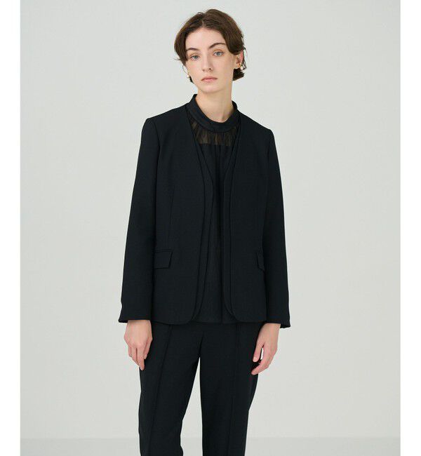 GRACE CONTINENTAL「ノーカラーレイヤードジャケット」|ノーカラージャケット|