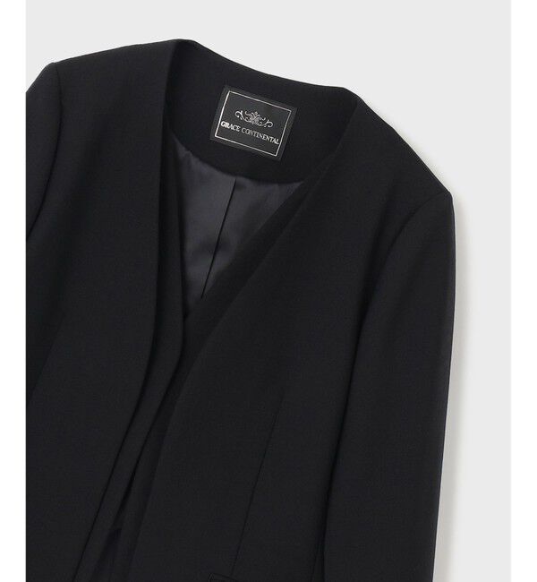 GRACE CONTINENTAL「ノーカラーレイヤードジャケット」|ノーカラージャケット|