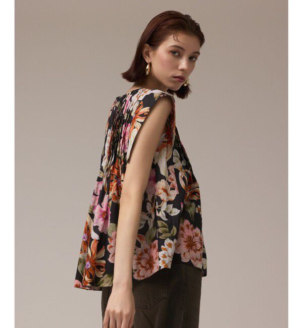 GRACE CONTINENTAL「フラワープリントタックブラウス」|シャツ・ブラウス|