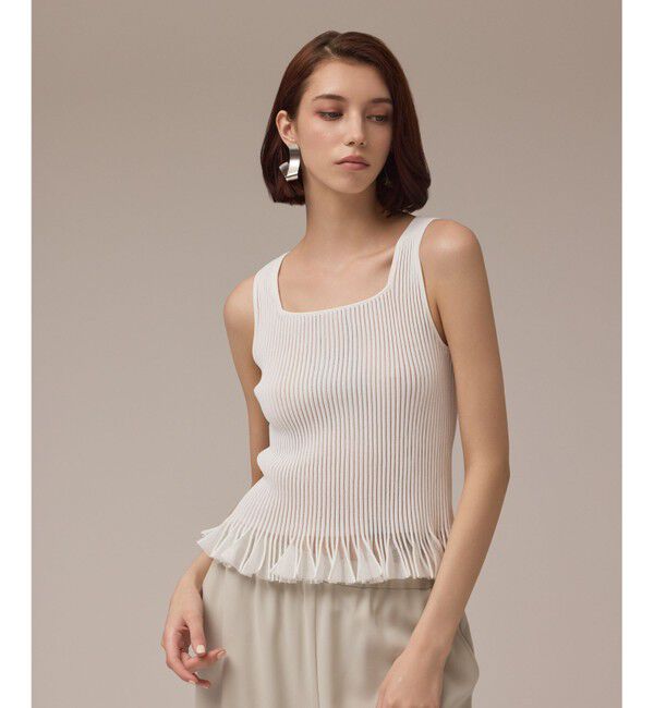 GRACE CONTINENTAL「シアーフリルニットトップ」|その他|ホワイト