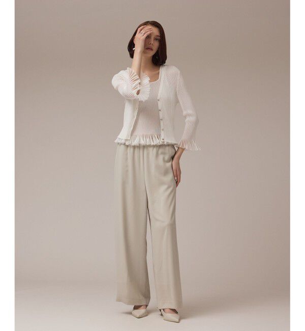 GRACE CONTINENTAL「シアーフリルニットカーディガン」|カーディガン|