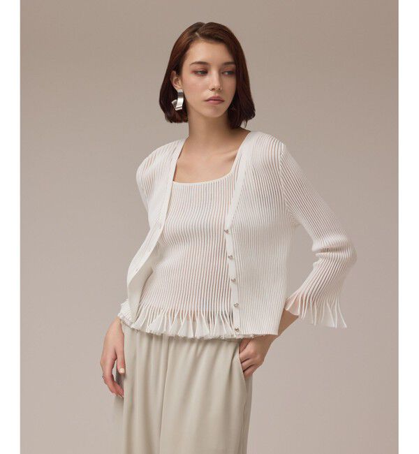 GRACE CONTINENTAL「シアーフリルニットカーディガン」|カーディガン|