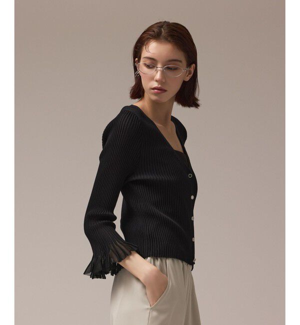 GRACE CONTINENTAL「シアーフリルニットカーディガン」|カーディガン|