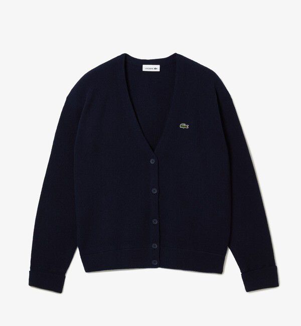 LACOSTE「プレーンVネックニットカーディガン」|カーディガン|