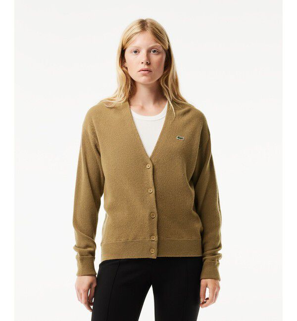 LACOSTE「プレーンVネックニットカーディガン」|カーディガン|ブラウン
