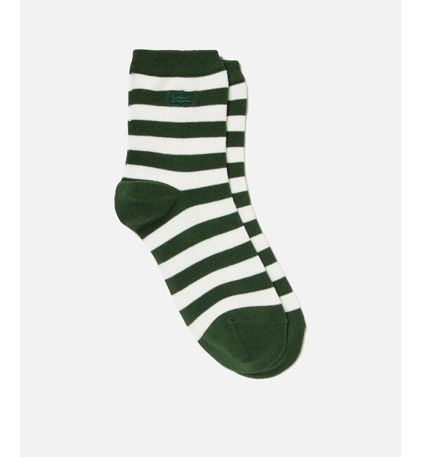 LACOSTE「マリンボーダーミドルソックス」|ソックス|グリーン