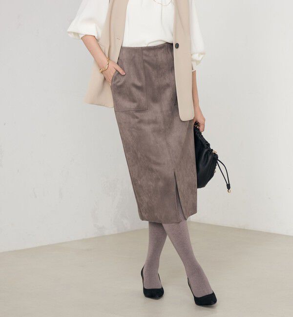 NOLLEY'S「ウォッシャブルダンボールスエードポケ付きタイトスカート」|タイト|