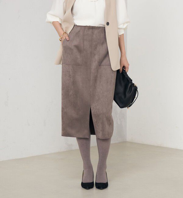 NOLLEY'S「ウォッシャブルダンボールスエードポケ付きタイトスカート」|タイト|