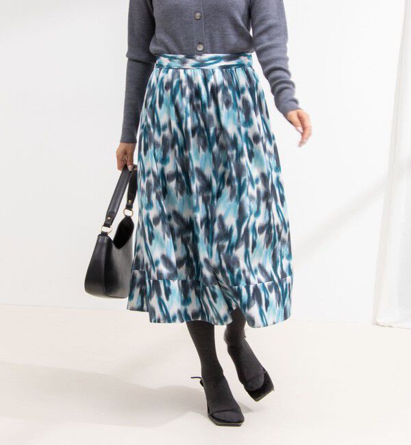 NOLLEY'S「ウォッシャブルボカシプリントタック＆ギャザースカート」|スカート|