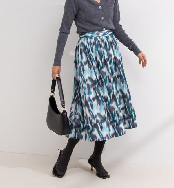 NOLLEY'S「ウォッシャブルボカシプリントタック＆ギャザースカート」|スカート|