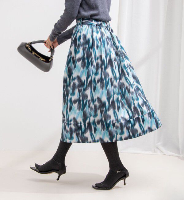 NOLLEY'S「ウォッシャブルボカシプリントタック＆ギャザースカート」|スカート|