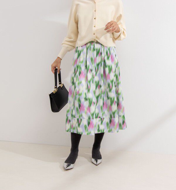 NOLLEY'S「ウォッシャブルボカシプリントタック＆ギャザースカート」|スカート|