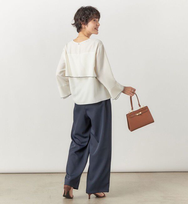 NOLLEY'S sophi「【追加】《オールシーズン対応》ウォッシャブルダブルクロスサテンイージーワイドパンツ」|その他|