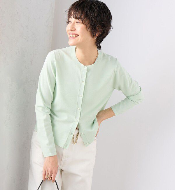NOLLEY'S sophi「《アンサンブル対応》《手洗い可能》マルチファンクションクルーネックカーディガン」|カーディガン|ミントグリーン