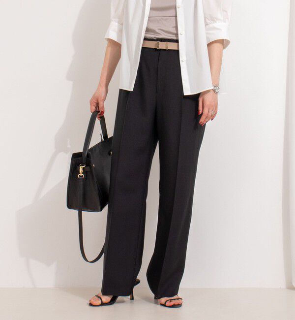 NOLLEY'S「【PR林☆別注カラーあり】ウォッシャブルツイルストレッチ愛されワイドパンツ」|その他|ブラック