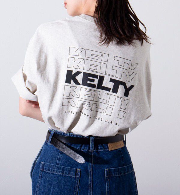 GLOSTER「【KELTY&times;GLOSTER】別注 バックタイポロゴプリントTシャツ ワンポイントワッペン」|Tシャツ・カットソー|アッシュグレー