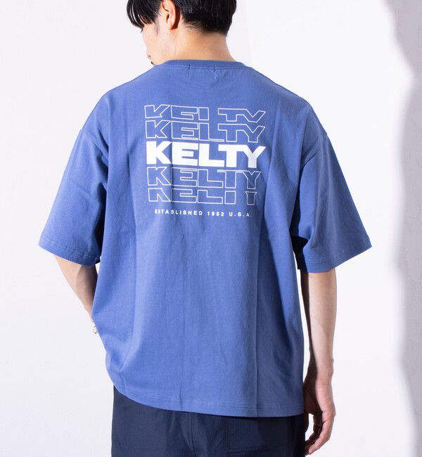 GLOSTER「【KELTY&times;GLOSTER】別注 バックタイポロゴプリントTシャツ ワンポイントワッペン」|Tシャツ・カットソー|ブルー