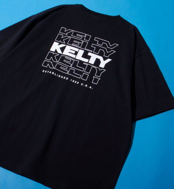 GLOSTER「【KELTY&times;GLOSTER】別注 バックタイポロゴプリントTシャツ ワンポイントワッペン」|Tシャツ・カットソー|ブラック