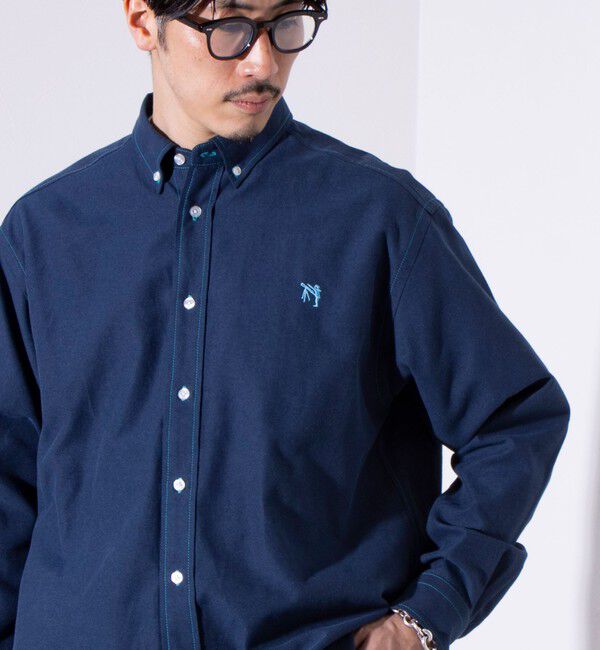 GLOSTER「【GLOSTER/グロスター】BOY ASTLAD ボタンダウン 長袖シャツ (無地/チェック)」|シャツ・ブラウス|ネイビー