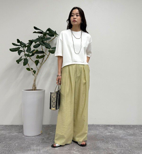 fredy emue「ポンチ裾タック5分袖プルオーバー」|Tシャツ・カットソー|