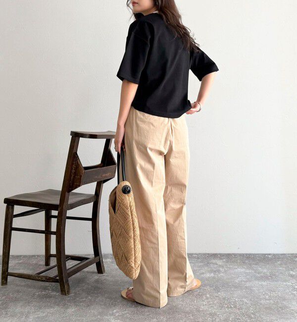 fredy emue「ポンチ裾タック5分袖プルオーバー」|Tシャツ・カットソー|