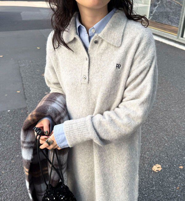 fredy emue「FR刺繍衿付きニットワンピース」|ワンピース|ミディアムグレー