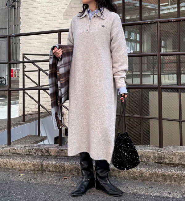 fredy emue「FR刺繍衿付きニットワンピース」|ワンピース|