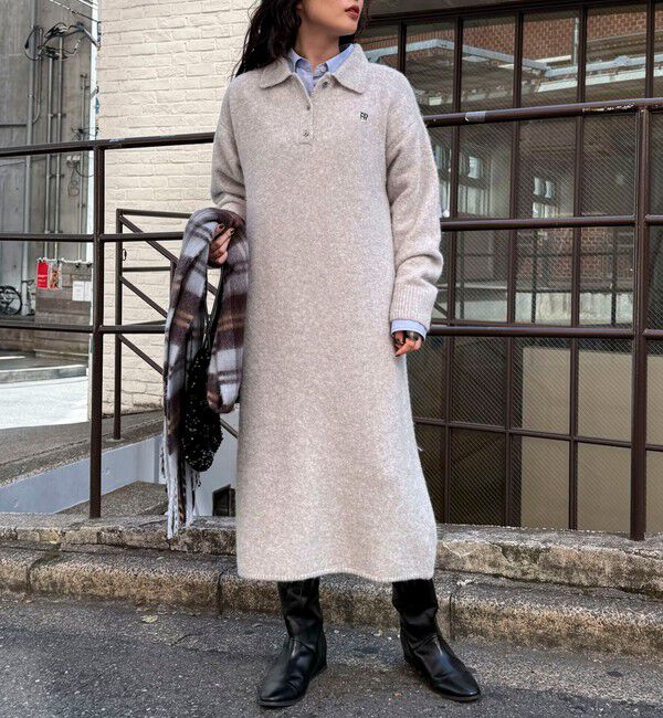 fredy emue「FR刺繍衿付きニットワンピース」|ワンピース|