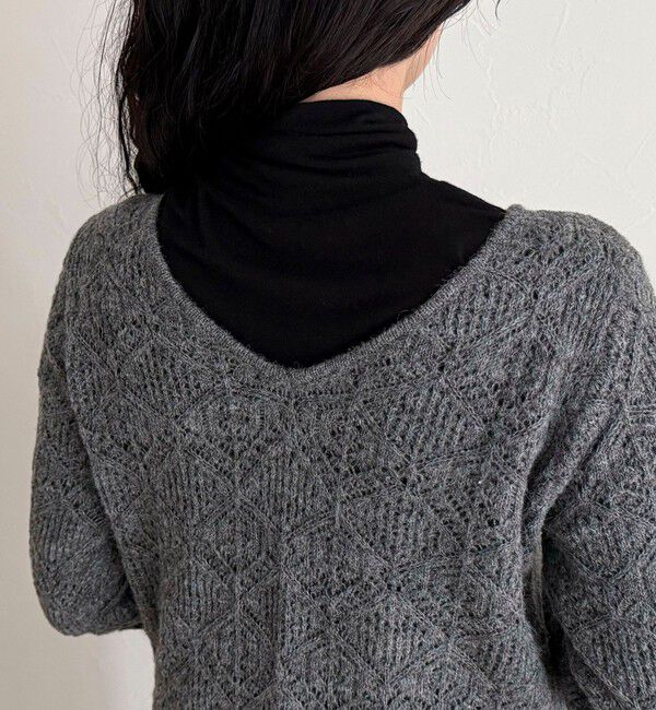 fredy emue「モヘヤ混透かし柄ベルスリーブワンピース」|ワンピース|