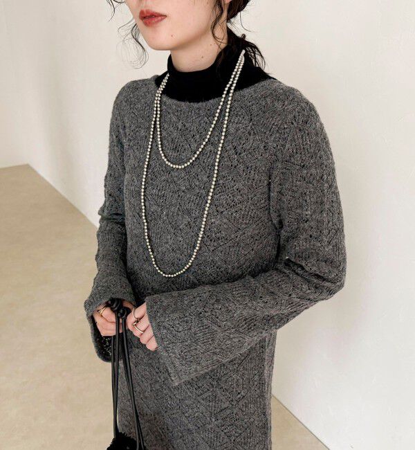 fredy emue「モヘヤ混透かし柄ベルスリーブワンピース」|ワンピース|