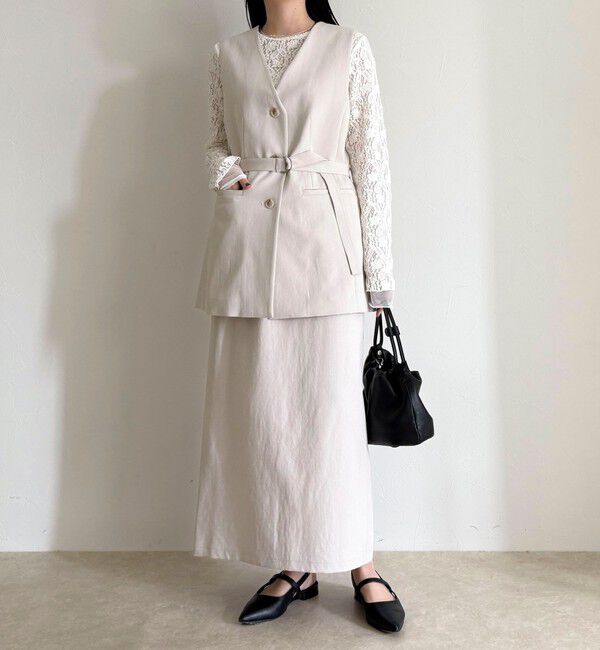 fredy emue「【セットアップ対応】パウダリーツイルベルト付きジレ」|ベスト・ジレ|