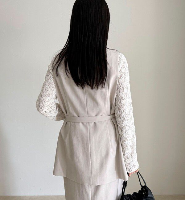 fredy emue「【セットアップ対応】パウダリーツイルベルト付きジレ」|ベスト・ジレ|