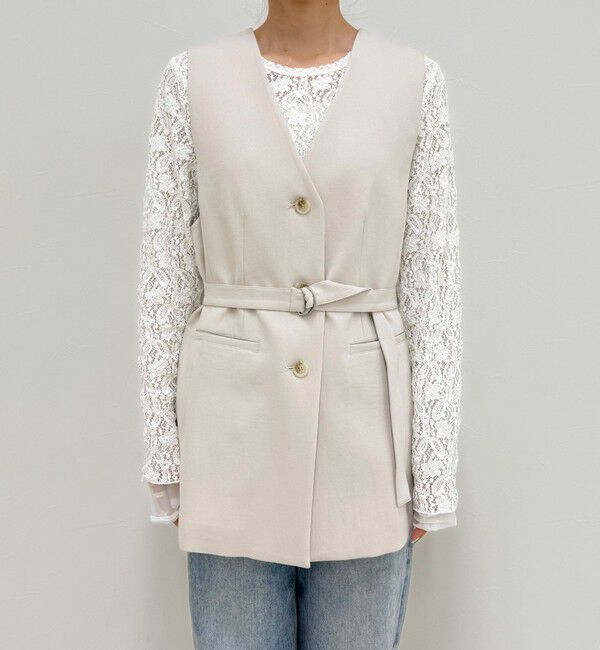 fredy emue「【セットアップ対応】パウダリーツイルベルト付きジレ」|ベスト・ジレ|