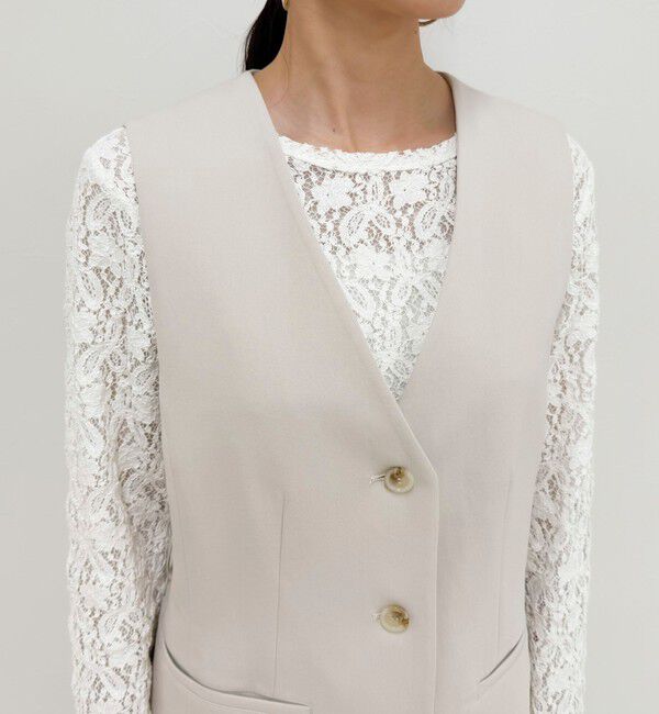 fredy emue「【セットアップ対応】パウダリーツイルベルト付きジレ」|ベスト・ジレ|