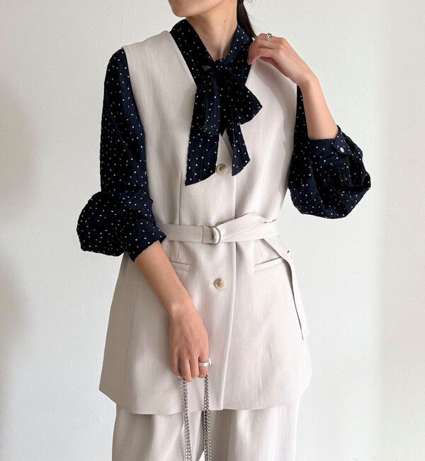 fredy emue「【セットアップ対応】パウダリーツイルベルト付きジレ」|ベスト・ジレ|