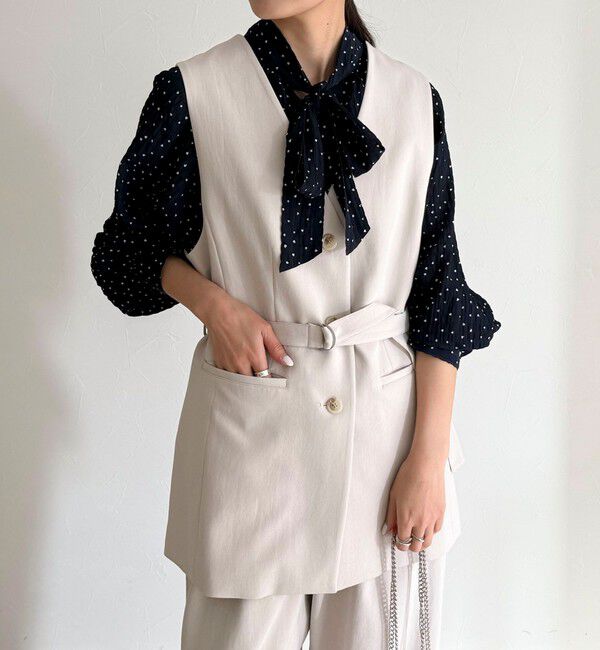 fredy emue「【セットアップ対応】パウダリーツイルベルト付きジレ」|ベスト・ジレ|