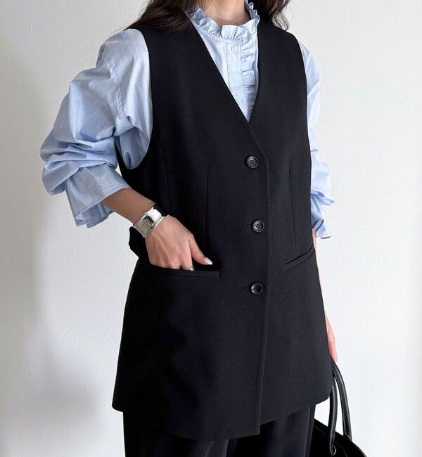 fredy emue「【セットアップ対応】パウダリーツイルベルト付きジレ」|ベスト・ジレ|