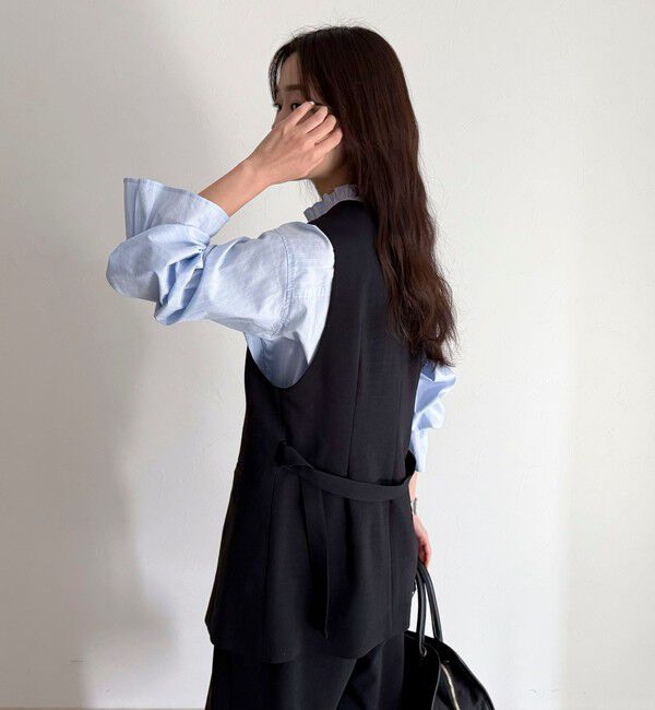 fredy emue「【セットアップ対応】パウダリーツイルベルト付きジレ」|ベスト・ジレ|