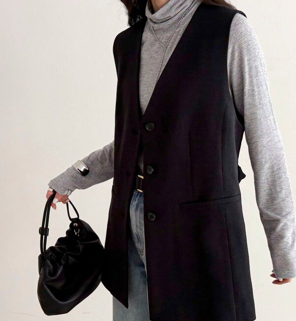 fredy emue「【セットアップ対応】パウダリーツイルベルト付きジレ」|ベスト・ジレ|