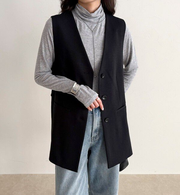 fredy emue「【セットアップ対応】パウダリーツイルベルト付きジレ」|ベスト・ジレ|