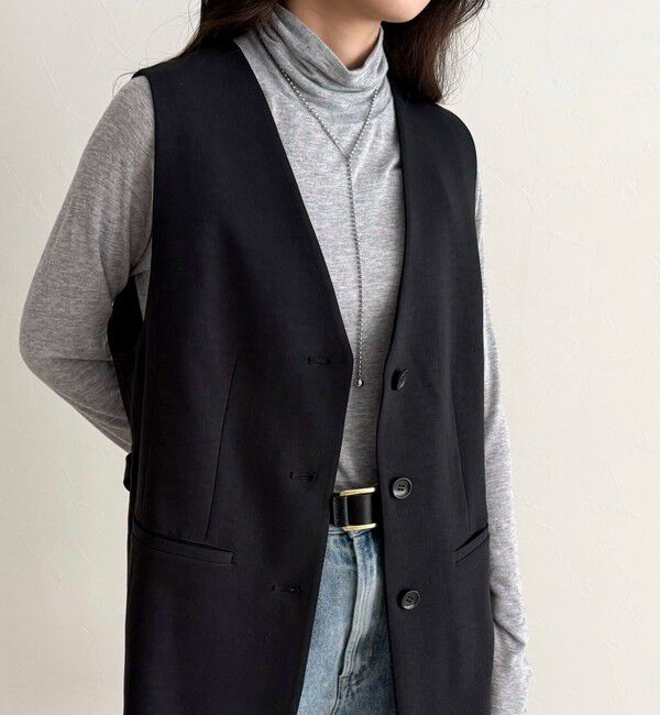 fredy emue「【セットアップ対応】パウダリーツイルベルト付きジレ」|ベスト・ジレ|