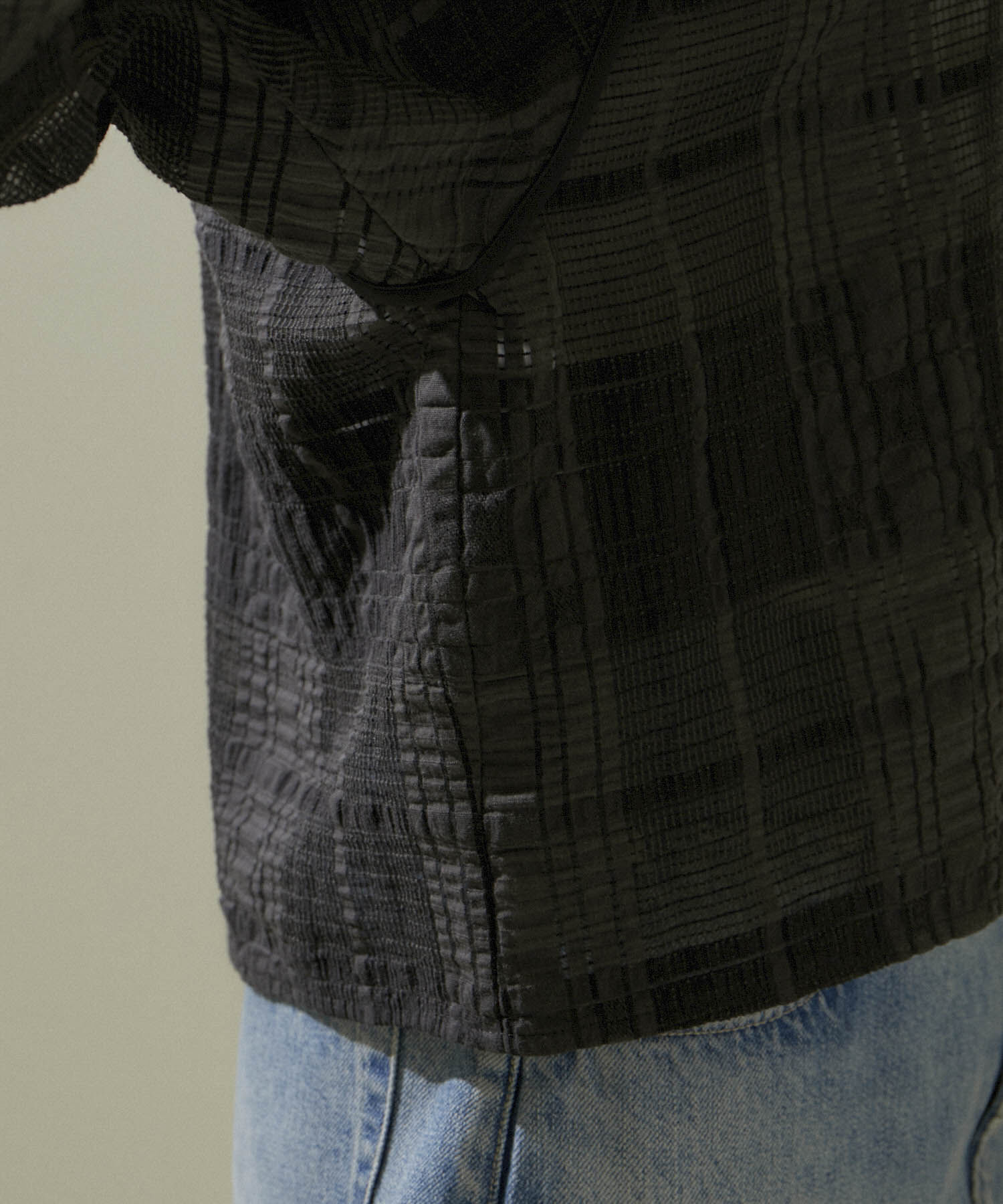 SALON adam et rope'「ハーフスリーブシアーメッシュチェックブルゾン」|ブルゾン・スタジャン|