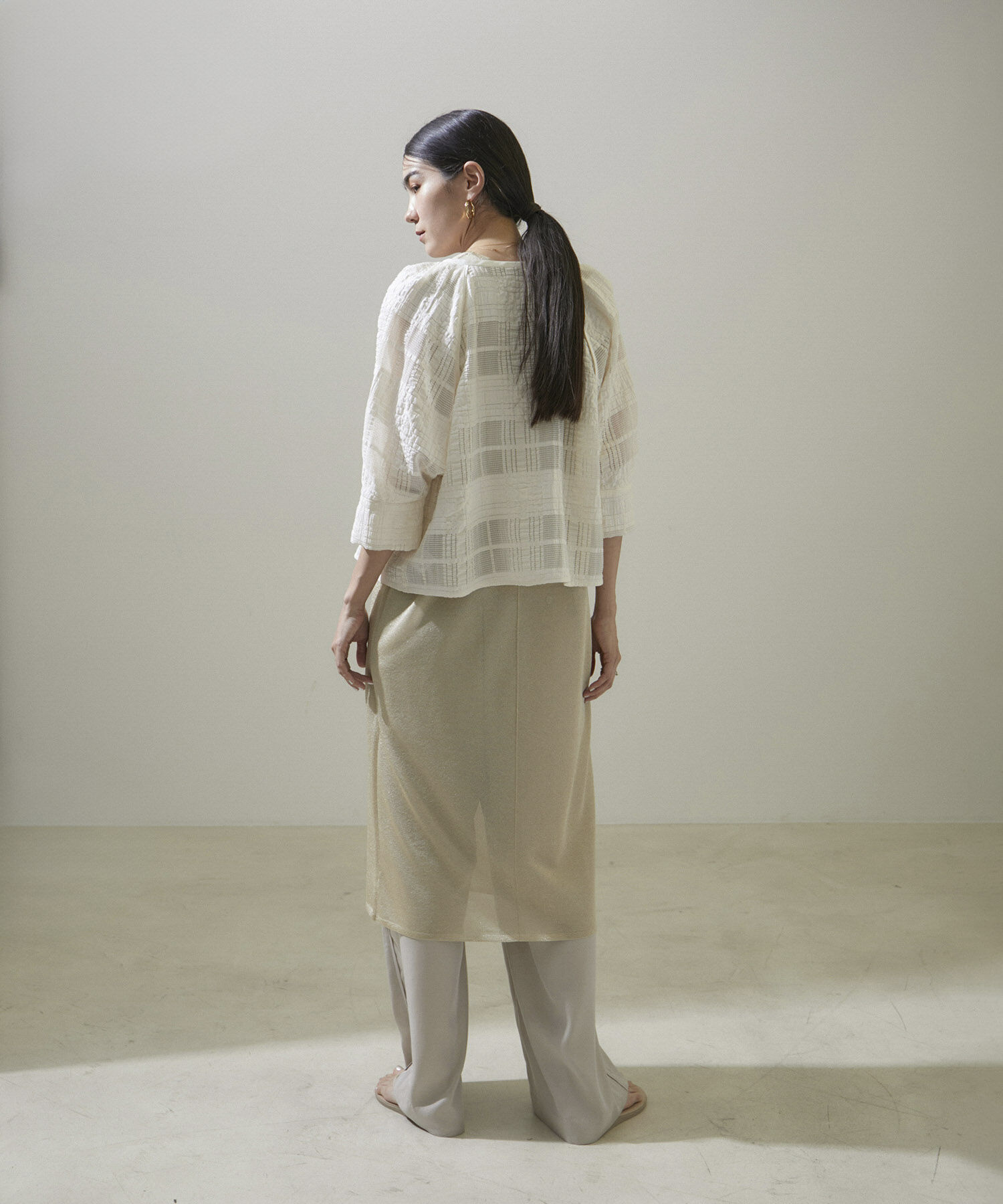 SALON adam et rope'「ハーフスリーブシアーメッシュチェックブルゾン」|ブルゾン・スタジャン|