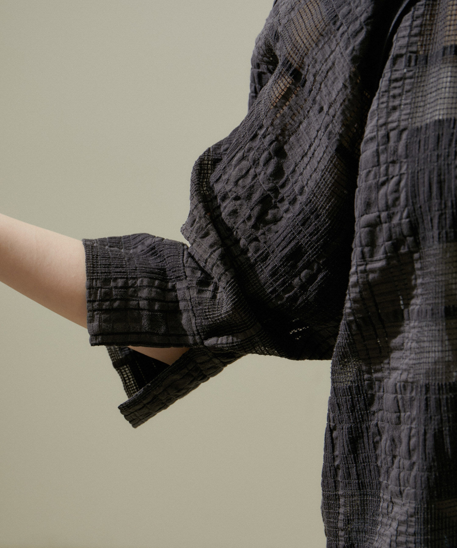 SALON adam et rope'「ハーフスリーブシアーメッシュチェックブルゾン」|ブルゾン・スタジャン|