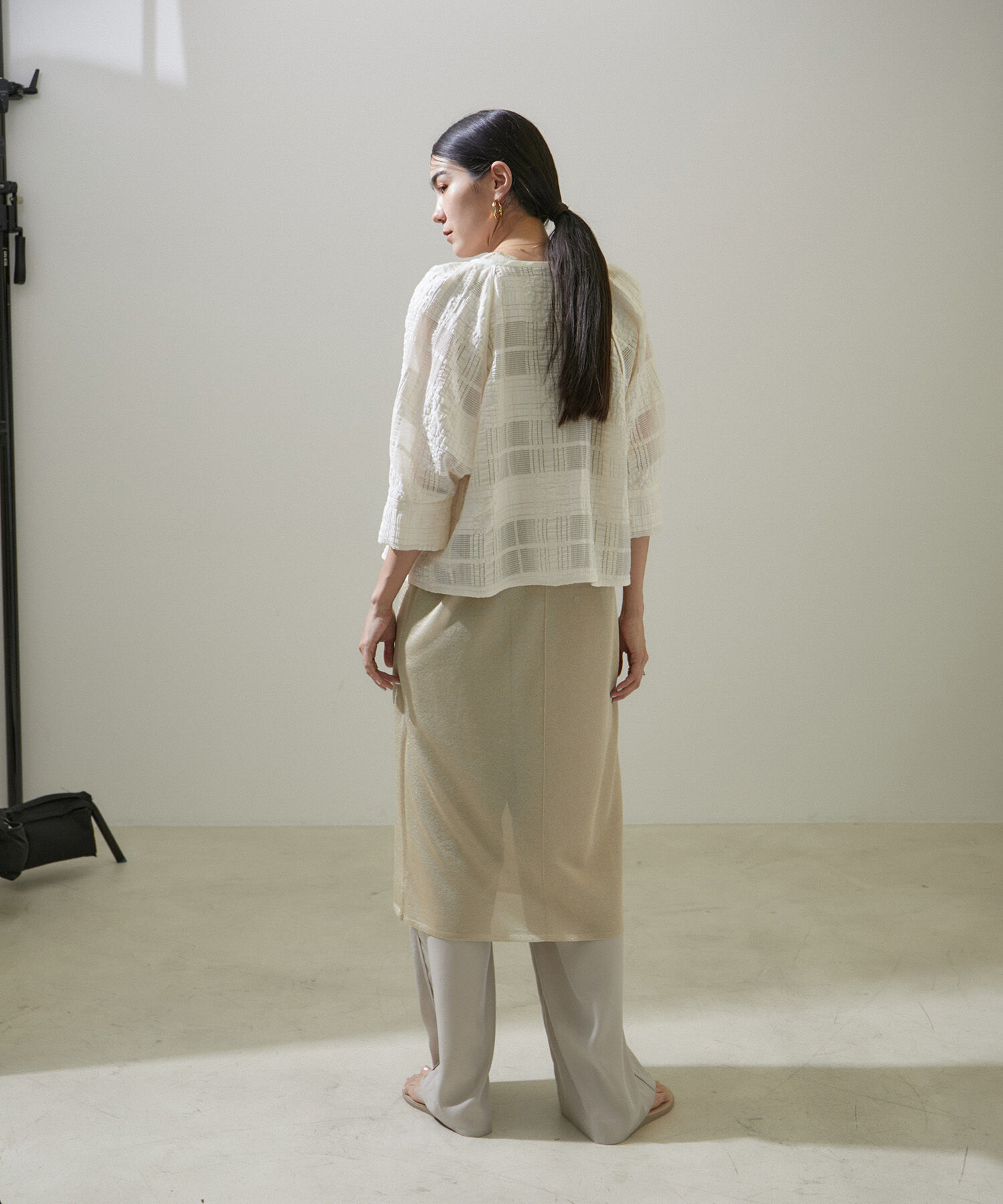 SALON adam et rope'「ハーフスリーブシアーメッシュチェックブルゾン」|ブルゾン・スタジャン|