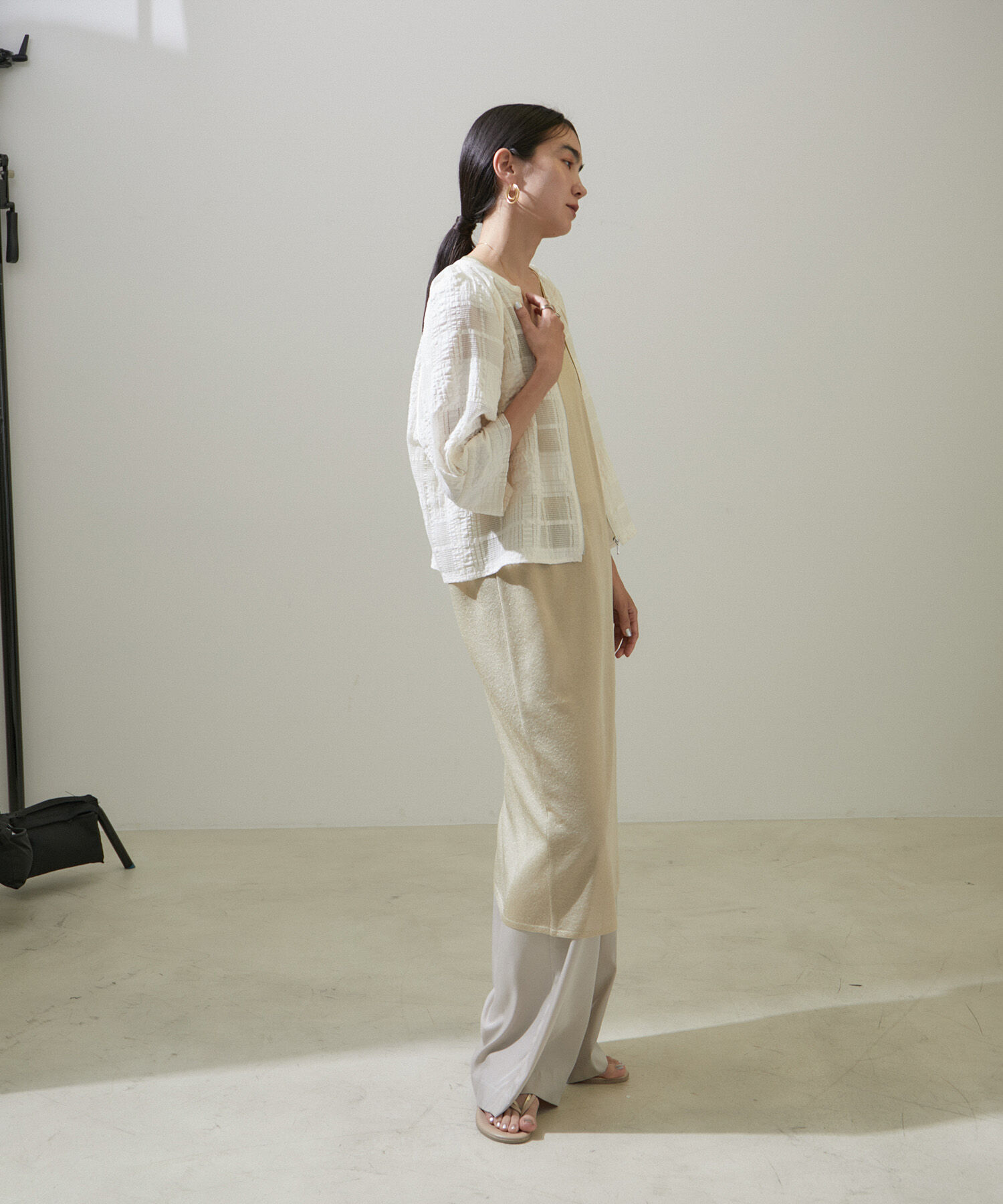 SALON adam et rope'「ハーフスリーブシアーメッシュチェックブルゾン」|ブルゾン・スタジャン|