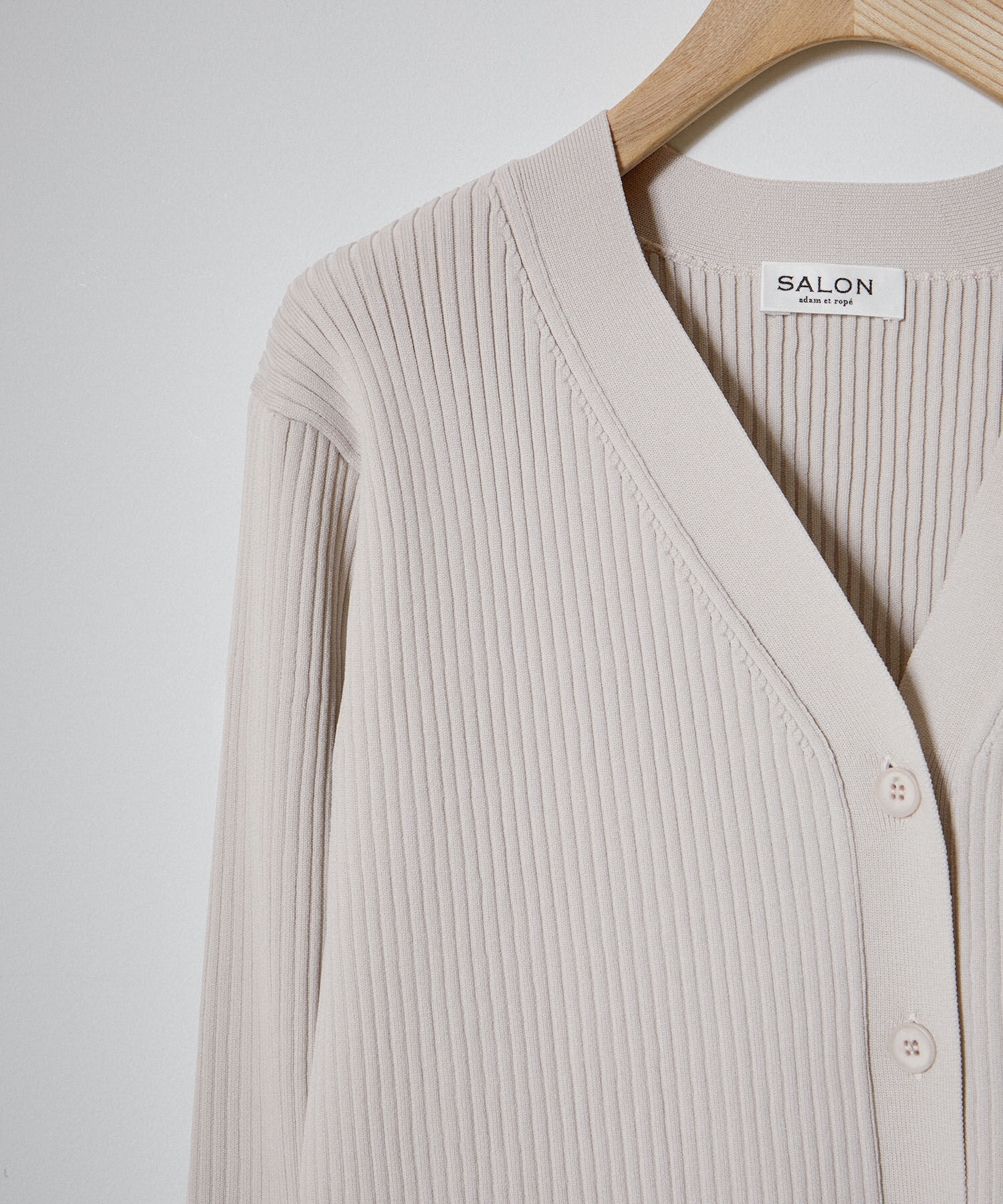 SALON adam et rope'「フレアースリーブリブVネックカーディガン【洗える】」|カーディガン|